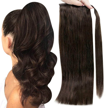 Ponytail 100% Remy Human Hair One Piece Extensions Medium Brown(#2) - FShine Shop